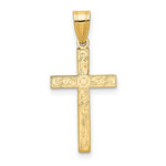 Load image into Gallery viewer, 14K Yellow Gold Floral Cross Pendant 25mm length
