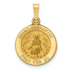 Load image into Gallery viewer, 14K Yellow Gold Polished and Satin St. Peregrine Medal Pendant 15mm width