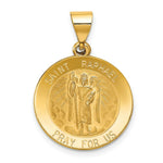 Load image into Gallery viewer, 14K Yellow Gold Polished and Satin St. Raphael Medal Pendant 20mm width