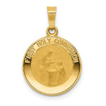 Load image into Gallery viewer, 14K Yellow Gold Polished and Satin First Holy Communion Medal Pendant 15mm width