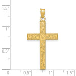 Load image into Gallery viewer, 14K Yellow Gold Floral Cross Pendant 37mm length