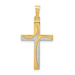 Load image into Gallery viewer, 14K Yellow Gold Rhodium Satin and Polished Latin Cross Pendant