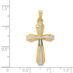 Load image into Gallery viewer, 14K Yellow Gold with Rhodium Textured and Polished Passion Cross Pendant