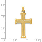 Load image into Gallery viewer, 14K Yellow Gold Brushed and Polished Latin Cross Pendant 33mm length