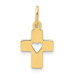 Load image into Gallery viewer, 14K Yellow Gold Polished Cross with Heart Pendant