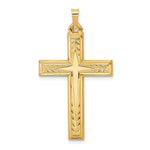 Load image into Gallery viewer, 14K Yellow Gold Brushed and Polished Latin Cross Pendant 23.5mm length