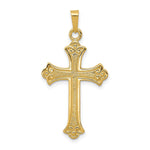 Load image into Gallery viewer, 14K Yellow Gold Textured and Polished Fleur de lis Cross Pendant