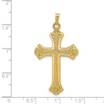Load image into Gallery viewer, 14K Yellow Gold Textured and Polished Fleur de lis Cross Pendant