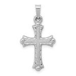 Load image into Gallery viewer, 14K White Gold Textured and Polished Fleur de lis Cross Pendant