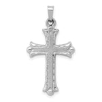 Load image into Gallery viewer, 14K White Gold Textured and Polished Fleur de lis Cross Pendant