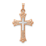 Load image into Gallery viewer, 14K Two-tone Gold Textured, Brushed & Polished Budded Cross Pendant