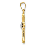 Load image into Gallery viewer, 14K Yellow Gold Diamond, Textured, Brushed & Polished Fleur de lis Cross Pendant