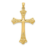 Load image into Gallery viewer, 14K Yellow Gold Fleur De Lis Cross Pendant 46mm length