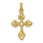 Load image into Gallery viewer, 14K Yellow Gold Polished Fleur De Lis Cross Pendant