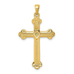 Load image into Gallery viewer, 14K Yellow Gold Budded Cross Pendant 41mm length