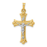 Load image into Gallery viewer, 14K Two-tone Gold Textured and Polished INRI Crucifix Cross Pendant