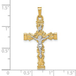 Load image into Gallery viewer, 14K Two-tone Gold Brushed and Polished Latin Crucifix Pendant