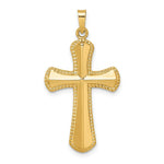Load image into Gallery viewer, 14K Yellow Gold Hollow Polished Beaded Edge Cross