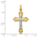 Load image into Gallery viewer, 14K Two-Tone Gold Hollow Polished Fleur de Lis Crucifix