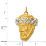 Load image into Gallery viewer, 14K Yellow Gold Hollow Polished/Satin Rhodium-plated Large Jesus Medal