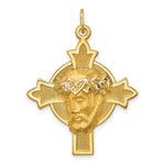 Load image into Gallery viewer, 14K Yellow Gold Hollow Polished/Satin Medium Jesus Medal Cross