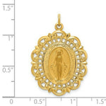 Load image into Gallery viewer, 14K Yellow Gold Solid Polished/Satin Fancy Pierced Oval Miraculous Medal