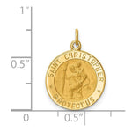 Load image into Gallery viewer, 14K Yellow Gold Solid Polished/Satin Small Round St. Christopher Medal
