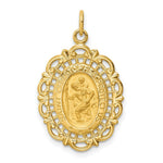 Load image into Gallery viewer, 14K Yellow Gold Solid Polished/Satin Medium Fancy Pierced Oval St. Christopher Medal