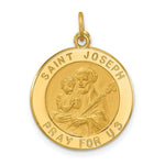 Load image into Gallery viewer, 14K Yellow Gold Solid Polished/Satin Small Round St. Joseph Medal