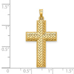 Load image into Gallery viewer, 14K Yellow Gold Hollow Polished Basketweave Design Latin Cross