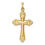 Load image into Gallery viewer, 14K Yellow Gold Hollow Polished Fleur de Lis Cross