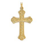 Load image into Gallery viewer, 14K Yellow Gold Hollow Polished Woven Fleur de Lis Cross