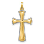 Load image into Gallery viewer, 14K Yellow Gold Hollow Polished Rhodium-plated Beaded Edge Cross