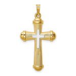 Load image into Gallery viewer, 14K Two-Tone Gold Hollow Polished Cross With Center Cross