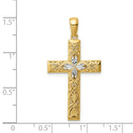 Load image into Gallery viewer, 14K Yellow Gold with White Rhodium Diamond-cut Cross Pendant