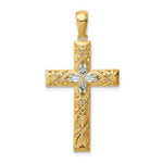Load image into Gallery viewer, 14K Yellow Gold with White Rhodium Diamond-cut Cross Pendant