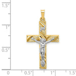 Load image into Gallery viewer, 14K Two-Tone Gold Hollow Polished Textured Latin Crucifix