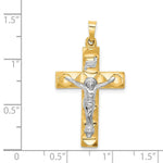 Load image into Gallery viewer, 14K Two-Tone Gold Hollow Polished Textured Latin Crucifix