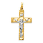 Load image into Gallery viewer, 14K Two-Tone Gold Hollow Polished Textured Latin Crucifix