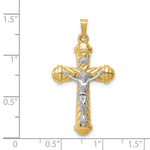 Load image into Gallery viewer, 14K Two-Tone Gold Hollow Polished Chevron Design Crucifix