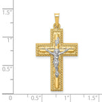 Load image into Gallery viewer, 14K Two-Tone Gold Hollow Polished Rope Edge Latin Crucifix