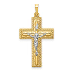 Load image into Gallery viewer, 14K Two-Tone Gold Hollow Polished Rope Edge Latin Crucifix