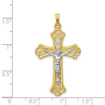 Load image into Gallery viewer, 14K Two-Tone Gold Hollow Polished Woven Fleur de Lis Crucifix