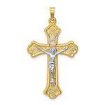 Load image into Gallery viewer, 14K Two-Tone Gold Hollow Polished Woven Fleur de Lis Crucifix