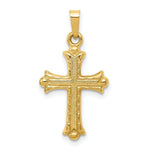 Load image into Gallery viewer, 14K Yellow Gold Hollow Fleur De Lis Cross Pendant