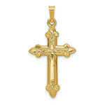 Load image into Gallery viewer, 14K Yellow Gold Fleur De Lis Cross Pendant 35mm length