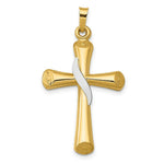 Load image into Gallery viewer, 14K Two-tone Gold Hollow Cross Pendant 35mm length