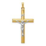 Load image into Gallery viewer, 14K Two-tone Gold INRI Hollow Crucifix Pendant 44mm length