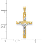 Load image into Gallery viewer, 14K Two-tone Gold INRI Hollow Crucifix Pendant 28mm length
