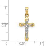Load image into Gallery viewer, 14K Two-tone Gold INRI Hollow Crucifix Pendant 25mm length